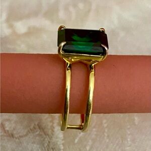 ☘️Maxine ring, emerald green, yellow gold over sterling silver size 8